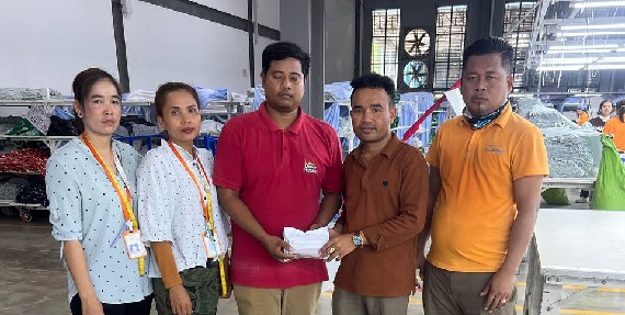 តំណាងសហជីពទឹកចិត្តកម្មករកម្ពុជា ប្រចាំក្រុមហ៊ុន ទៀន ថេកស្ថាយ (ខេមបូឌា) ឯ.ក បានធ្វើការរៃអង្គាសប្រាក់ចំនួន ១៣២,០០០រៀលជូនសមាជិកសហជីពម្នាក់